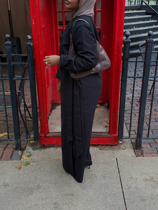 Crossover Tie Abaya Coat