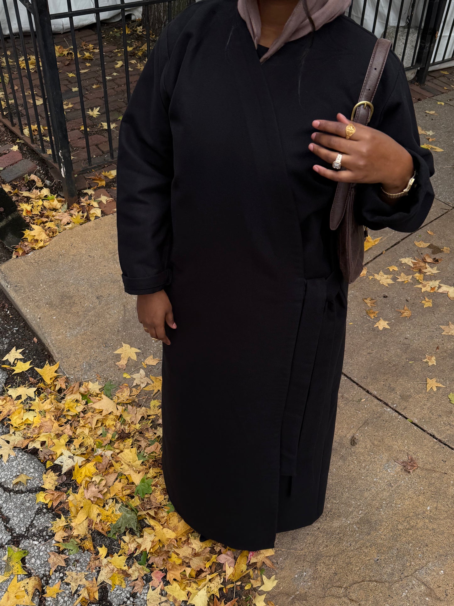 Crossover Tie Abaya Coat